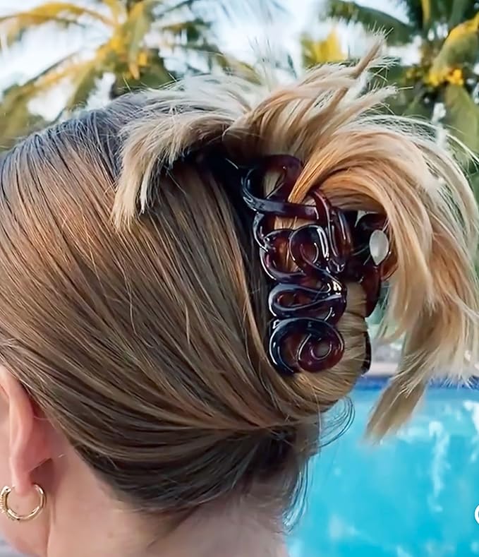 Camila Paris CP1380 2PK French Hair Clip for Women, 3.25 inch Girls Hair Claw Clips Jaw Tortoise Cellulose, Fashion Durable Styling Hair Accessories for Women, Strong Hold No Slip Grip, Made in France