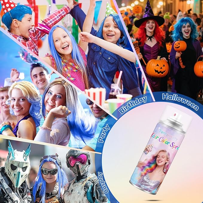 Green Temporary Hair Color Spray - Washable & Non-Sticky Hair Dye for Halloween, Cosplay, Parties-Safe for Kids, Women & Men - Quick-Drying & Easy to Wash Out(120ml)