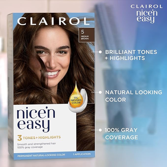 Clairol Nice'n Easy Permanent Hair Dye, 4R Dark Auburn Hair Color, Pack of 2