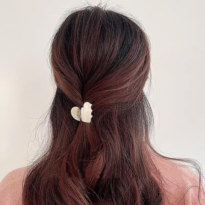Small Hair Clips,1.4" Heart Acetate Hair Claw Clips, Strong Hold Nonslip Half-Up Jaw Clip Hair Accessories Birthday Thanksgiving Christmas Gift for Women Girls Mother Daughter Thin Thick(6 PCS)