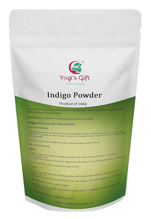 500 GRAMS | Indigo Powder for Hair (1.2 LB / 17.6 oz) | 100% Pure & Natural | Black Henna Dye | Ideal for Dark & Black Natural Hair color | Indigofera Tinctoria | Yogi’s Gift®