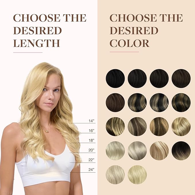 GOO GOO Clip in Hair Extensions Real Human Hair, Remy Human Hair Extensions Clip ins for Women, Natural Human Hair, 14inch 130g 9Pcs, 22F Light Golden Blonde