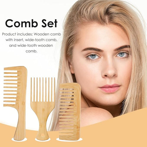 3pcs Wooden Pick for Hair, Afro Picks for Men, Natural Anti-Static Wooden Pick for Curly Hair, Beard Picks for Men Women With Thick Curly Hairs Hairing Lift and Style