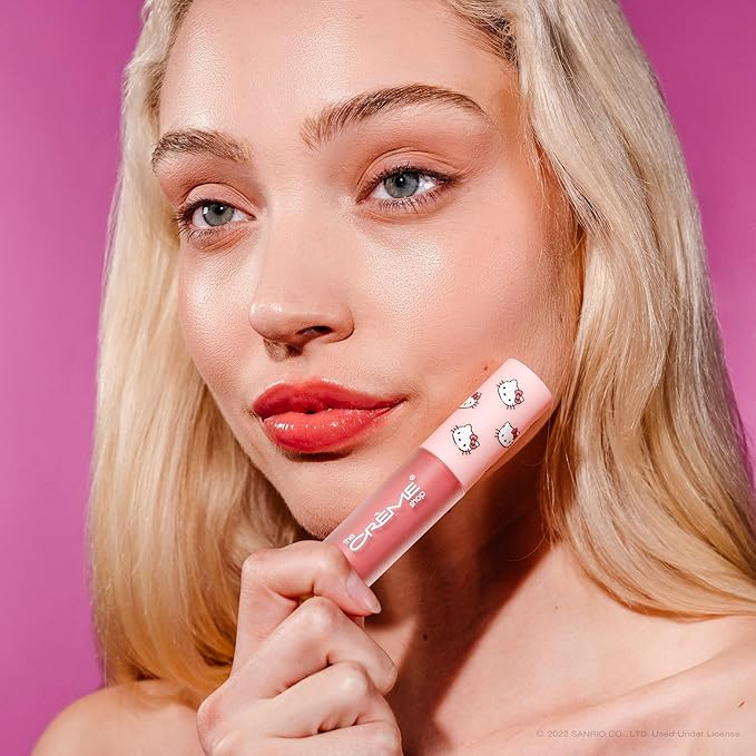 The Crème Shop x Sanrio Hello Kitty Collection: Ultimate Lip Elixir - Kawaii Kiss Lip Oil Set with Nourishing Ingredients - Perfect for Hydration, Shine, and a Hint of Tint (Set of 4)