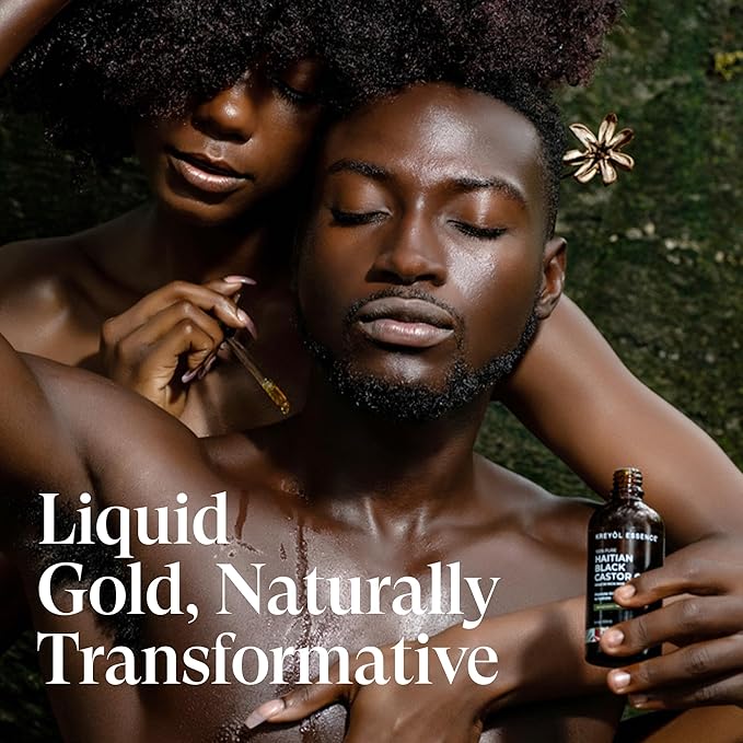 Kreyol Essence - Haitian Black Castor Oil for Skin and Hair, Glass Bottle - Cold Pressed Castor Oil, Fuller-Looking Hair, Hexane Free, Natural Humectant | 2 fl oz | Rosemary Peppermint