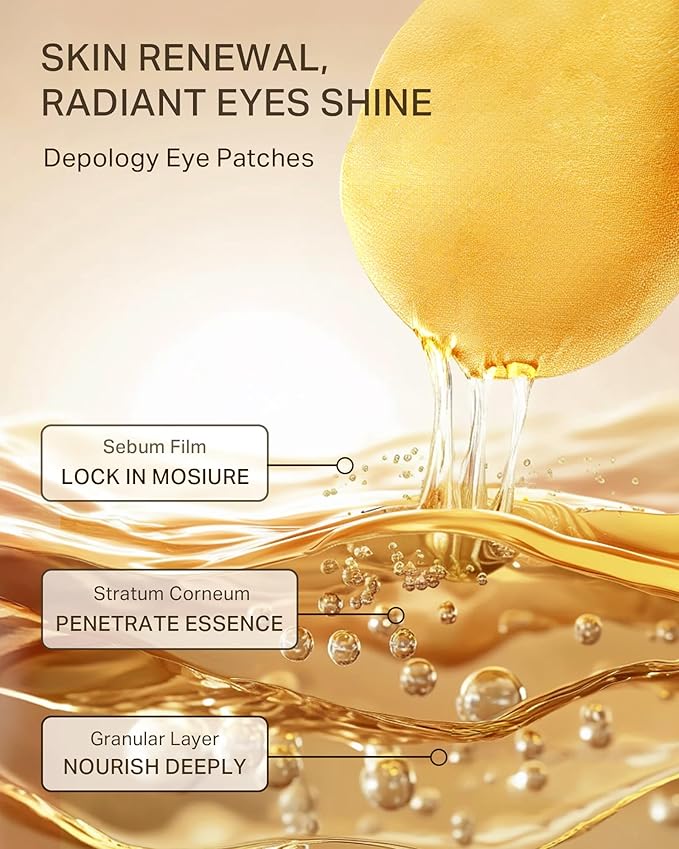 depology Restoring Hydrogel Under Eye Patch | 60 Patches | Brightening Caffeine Gold Pads for Dark Circles | Puffiness | Wrinkles | Refresh | Travel