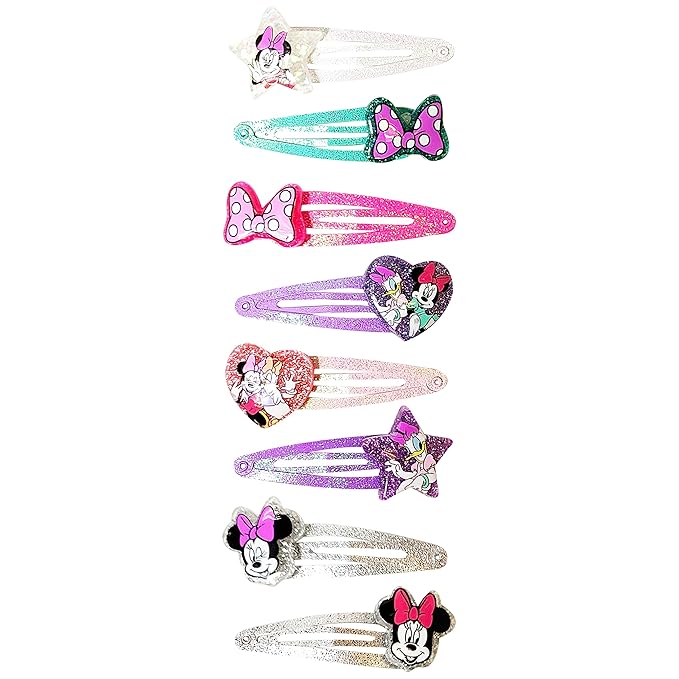 Disney Minnie Kids Hair Clips for Girls Snap Clips 8 Pack Multi Color Ages 3+