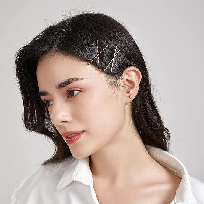 Dofash Hair Clip Set, 102 Counts Set Braided Hair Clips For Women (Bobby Pins 60pcs + Hyper Elastics Ties 30pcs + Snap Hair Clips 12PCS - Blonde)