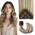 Pro2.0 Clip in Hair Extensions Real Human Hair 120g Thick 7pcs #3/8/22 Walnut Brown to Ash Brown and Golden Blonde Remy Real Human Hair Extensions Clip ins 14inch Double Weft（#3/8/22-14inch）