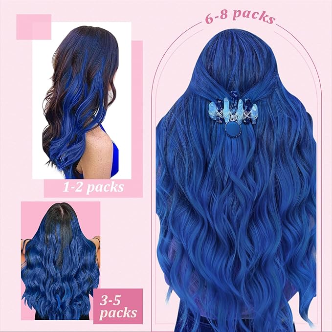 YoungSee Itip Human Hair Extensions Blue I Tip Hair Extensions Human Hair Blue 22 Inch Invisible Itips Hair Extension Natural Colorful Soft and Silky for Cosplay 25s 25g