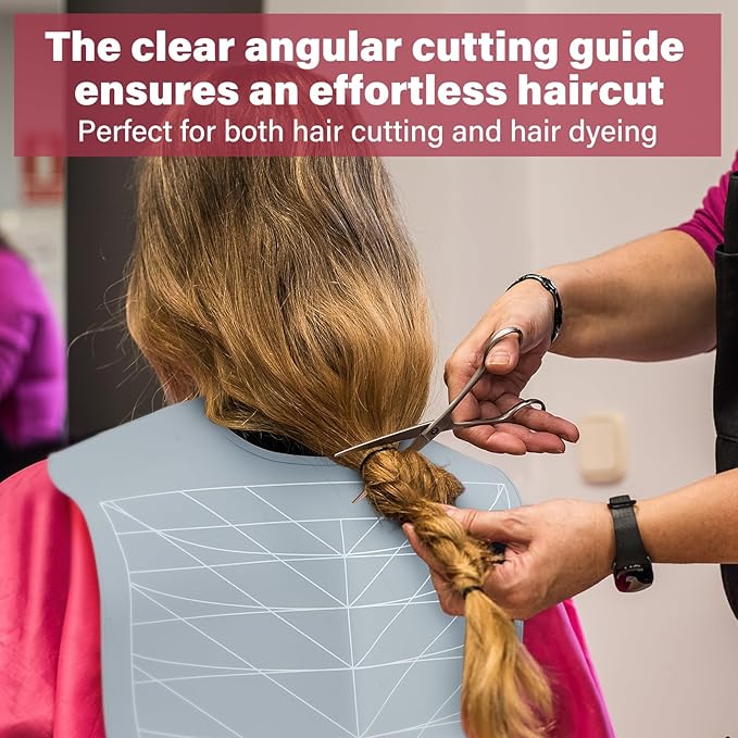 Ideal Swan Large Hair Cutting Cape, Waterproof Silicone Hair Dye Collar Neck Wrap Neck Guard with Guidelines Weighted, Cutting Cape for Salon Barber Stylist Haircut Hair Coloring & Perming Grey