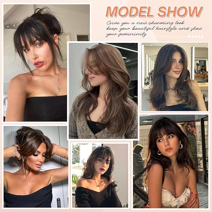 Benehair Clip on Bangs for Women Human Hair, Fake Bangs Clip Human hair, French Bangs Clip in Hair Extensions Hair Pieces with Temples for Daily Wear (Natural Black)