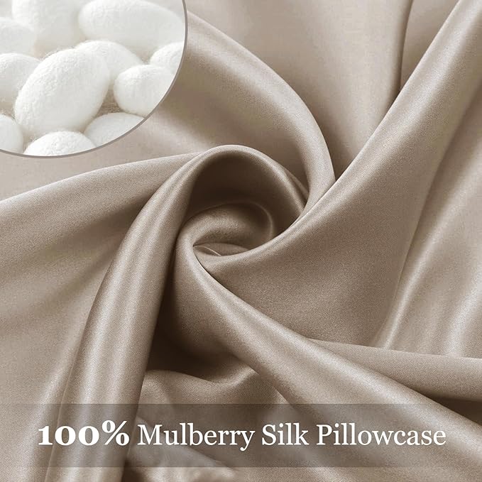 Adubor 100% Silk Pillowcase - Mulberry Silk Pillow Cases, 23 Momme 6A Grade Fibers, Silk Pillow Case for Hair and Skin Health, with Hidden Zipper (Standard 20''×26'', Apricot, 1PC)