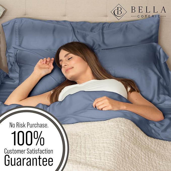 Bella Coterie | Luxury Bamboo Viscose King Size Pillowcase Set | 100% Organically Grown | Ultra Soft | Cooling | 2 Pcs [Slate Blue]
