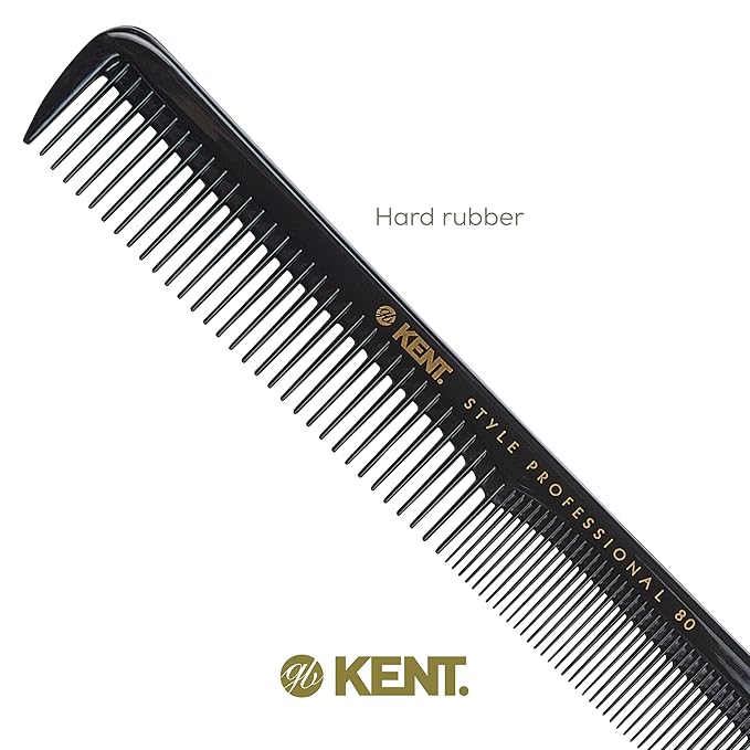 Kent SPC80 Salon-Style Dressing Cutting Comb with Wide and Fine Teeth - Professional Barber Haircut Comb for Styling and Teasing for All Hair Types - Kent Quality Barber Supplies