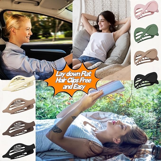 10 Pcs Flat Hair Clips for Women, Lay Flat Claw Clips French Glossy Claw Clips for Thick & Thin Hair No-Slip Hair Claw Strong Hold Barrettes Hair Clamps for Women