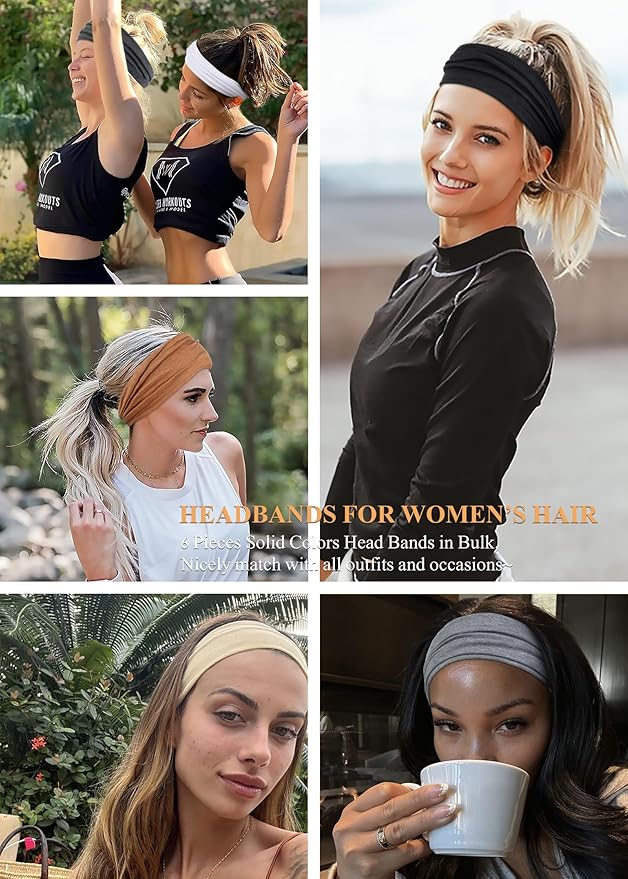 AKTVSHOW Headbands for Women Non-Slip Head Band for Women’s Hair Wide Thick Sweat Hair Bands, Trendy Hair Accessories for Women's Yoga, Workout, and Fashion