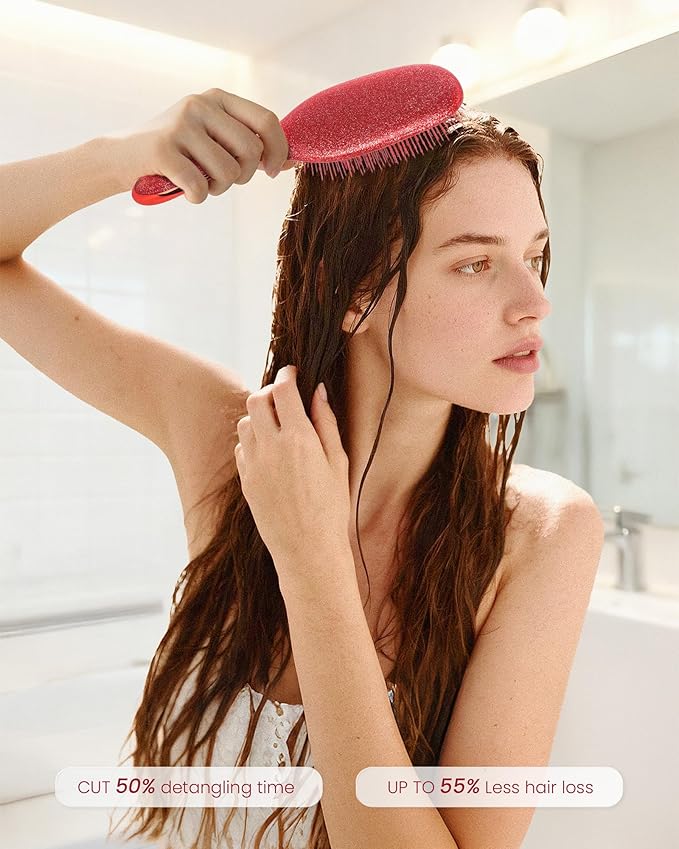 Christmas Gift for Women, Stocking Stuffers for Teen Girls, AIMIKE Painless Hair Brush Detangler w/Soft Bristles, Extra Gentle Hairbrush for Fine or Sensitive Hair, Ideal Holiday Presents