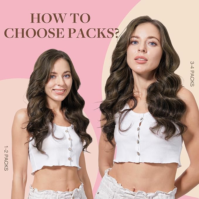 GOO GOO Tape in Hair Extensions Human Hair, 2/6 Dark Brown Highlighted Chestnut Brown, 14inch 50g 20pcs, Thick Ends Straight Seamless, Invisible Tape in Hair Extensions