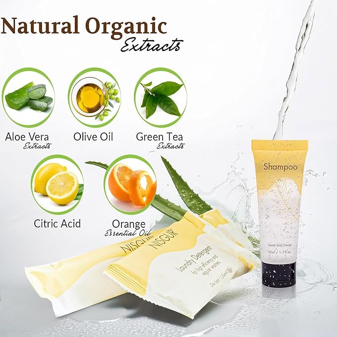 Hotel Shampoo Bulk 1.Oz Each Individually Wrapped Travel Size Shampoo 200 PCS Per Case Leak-proof Hotel Toiletries Bulk