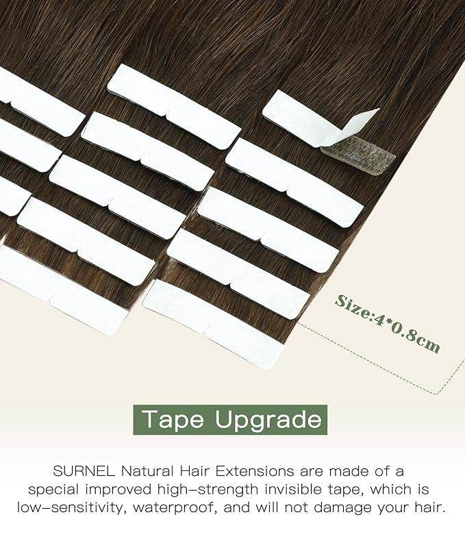 SURNEL Invisi Edge Tape in Hair Extensions #4 Chocolate Brown Injected Tape in Extensions Human Hair 16 Inch 20 Pcs 35g(#4,16)