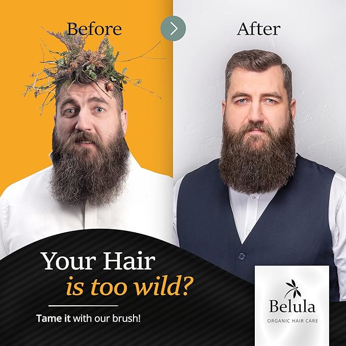Belula Boar Bristle Hair Brush Set for Men - Soft Mens Hair Brush for Thin, Normal & Short Hair - Includes Wooden Comb, 2 Palm Brushes & Travel Bag - Best Hair Brushes for Men!