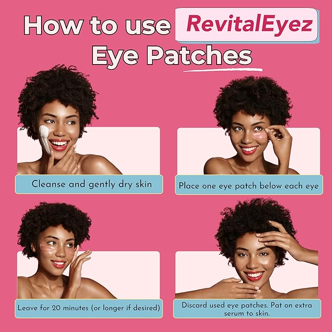 RevitalEyez Brightening Hydrogel Under Eye Patch with Niacinamide, Collagen & Rose Petals for Puffy Eyes, Wrinkles, Dark Circles (10 pairs)