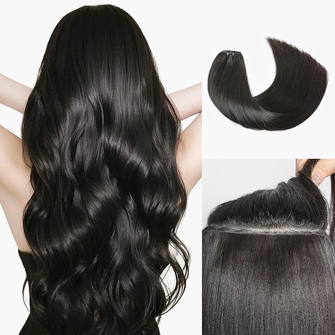 LUVME Invisible Clip in Hair Extensions Real Human Hair, 24 inch 2 Pack 220g 12Pcs, Natural Black Remy Human Hair Extensions Clip ins for Women, Natural Human Hair