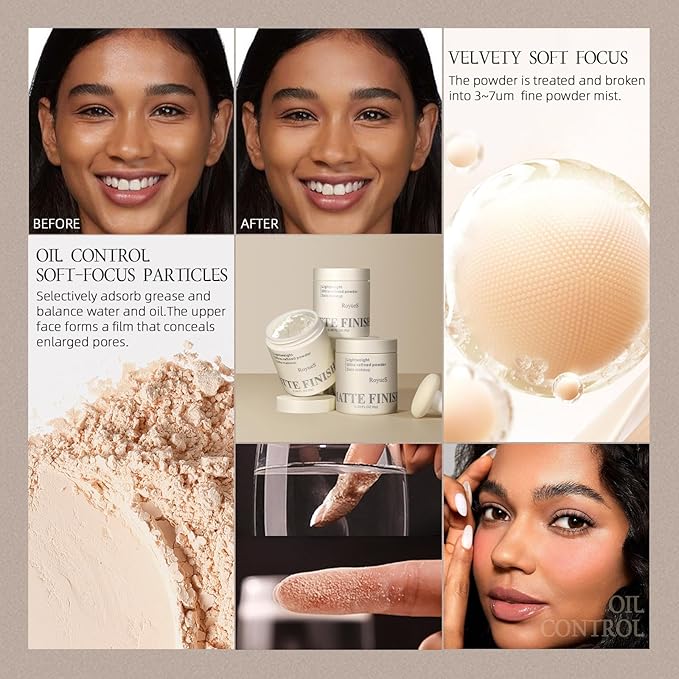 Nude Translucent Makeup Setting Powder, Waterproof High-Definition Traceless Powder Matte Setting Makeup, Long-Lasting Oil Control, Minimizes Pores and Fine Lines Loose Cosmetics, 03
