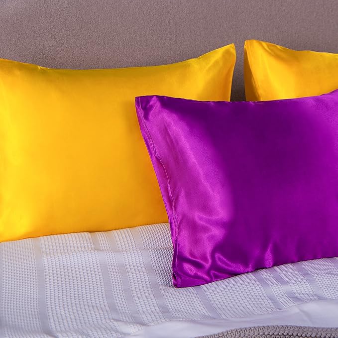 NTBAY 12 Pack Satin King Pillowcases for Hair and Skin, Luxurious and Silky Pillow Cases with Envelope Closure, 20 x 36 Inches, Purple