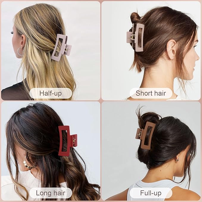 4Pcs Cloud Claw Clips for Women, 4.2 Inch Non-Slip Strong Hold Hair Claws, Unbreakable & Durable TPEE-Silicone Blend, Large Bendable Cozy Hair Clip for Thin/Thick/Curly Hair, All-Day Comfort