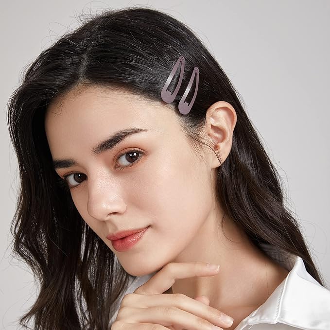 Dofash 12PCS Snap Hair Clips For Women-Non Slip & Metal Hair Barrettes, 5cm 2'' Small Clips For Thin & Fine Hair, Brown