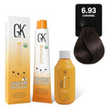 GK HAIR Global Keratin Caramel 6.93 Hair Color Cream Tube (3.4 Fl Oz/100ml) + 20 Volume Developer (5 Fl Oz/150ml) - Professional Permanent Long Lasting Toner Dye