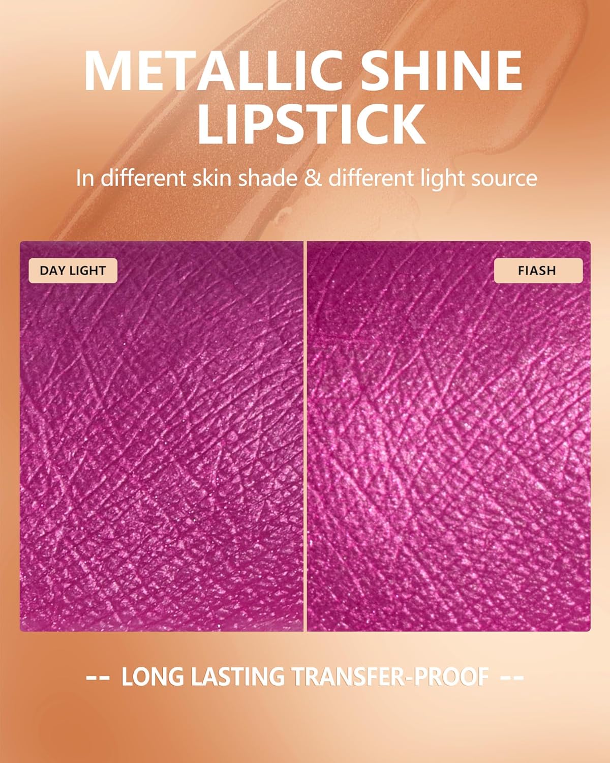 MAKI YIKA Hot Pink Lipstick for Women Metallic Lipsticks Glitter Long Lasting Lipstick No Smudge No Transfer Liquid Lip Gloss (BR19 Unheated)