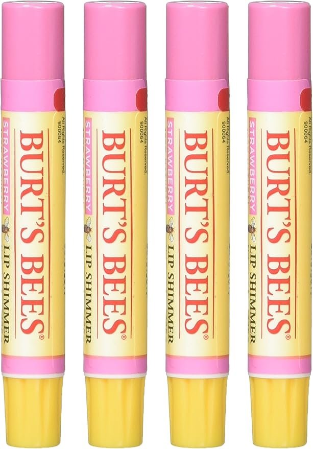 Burt's Bees Lip Shimmer Strawberry, 0.09 Ounce (Pack of 4)