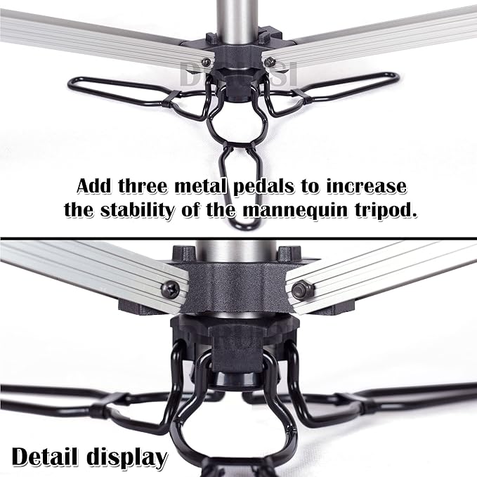 Reinforced Wig Stand Tripod Mannequin Head Stand Adjustable Wig Head Stand Holder for Cosmetology Hairdressing Training with Carrying Bag (Silver)