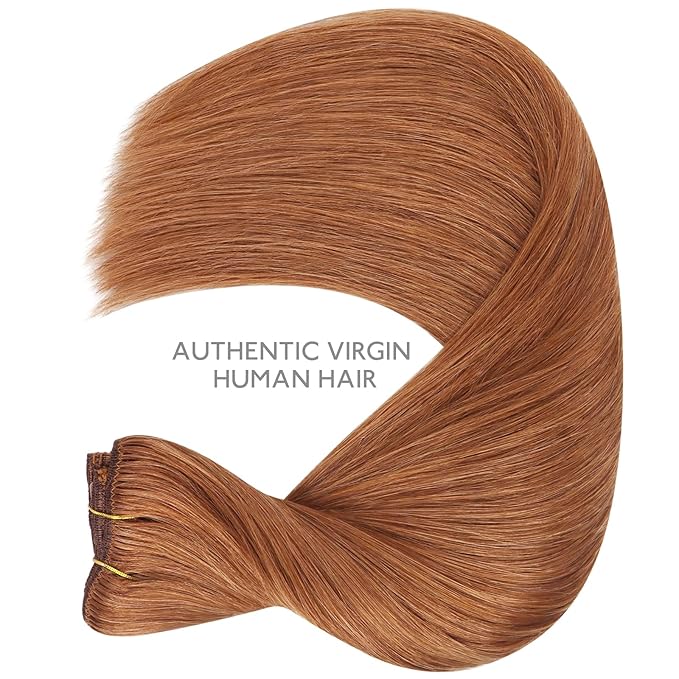 WENNALIFE Clip in Hair Extensions Real Human Hair, 20 Inch 120g 7pcs Cinnamon Terra Copper Remy Hair Straight Natural Extensiones De Cabello Humano Con Clip Ins