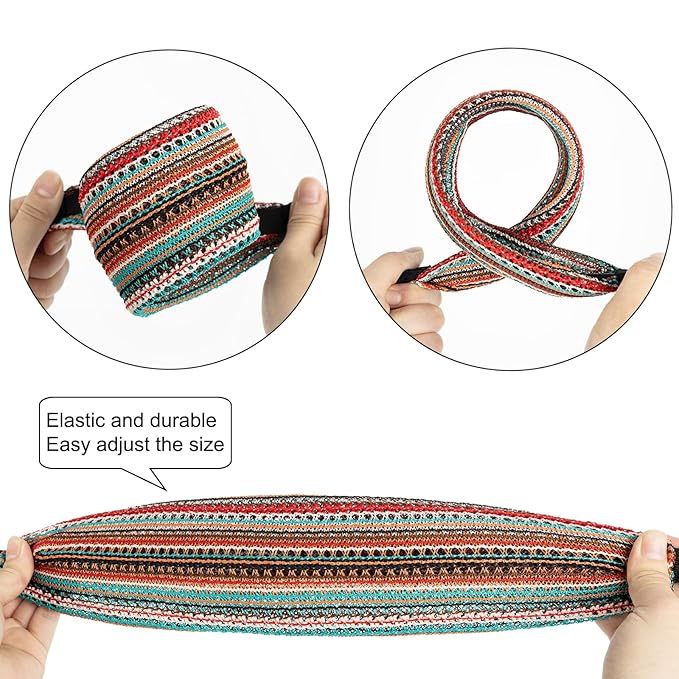 DORIS&JACKY Fashion 2.5 Inch Wide Lace Headbands Elastic Hairbands With Teeth Headwear Accessories For Women And Girls (Pattern 4-5PCS)