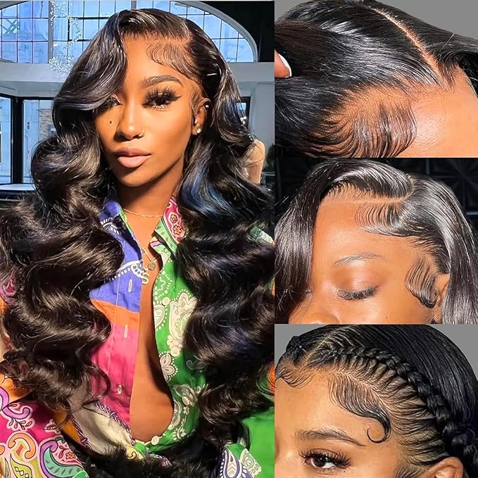 AMIRTY 250 Density 30 Inch 13x6 Lace Front Wigs Human Hair Pre Plucked Real Virgin Human Hair Wig Invisilbe Hairline Tiny Knots Body Wave HD Lace Frontal Wigs 3X Longer Lifespan
