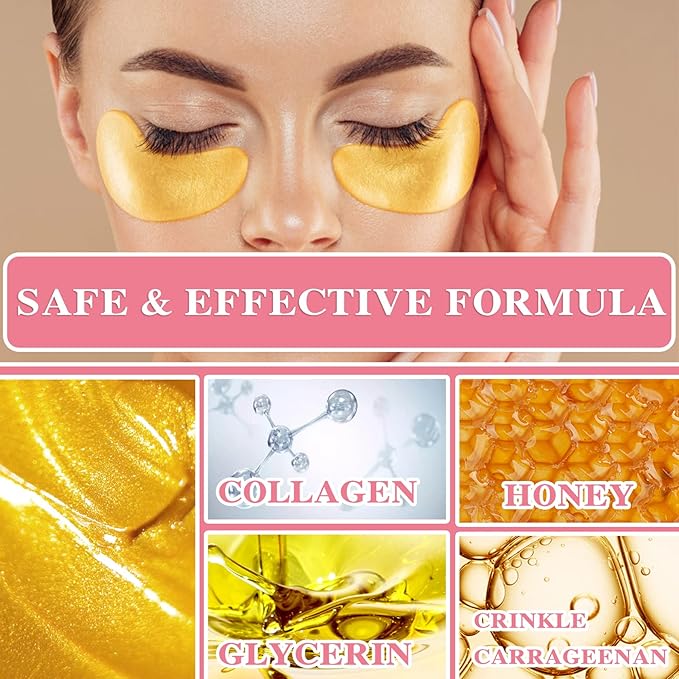 Under Eye Patches for Puffy Eyes & Dark Circles Treatments- 30 Pairs - Moisturizing Eye Mask for Reducing Fine Line,Hydrating Under Eye Pads,Improve Smooth Wrinkles and Under Eye Bags(Gold)