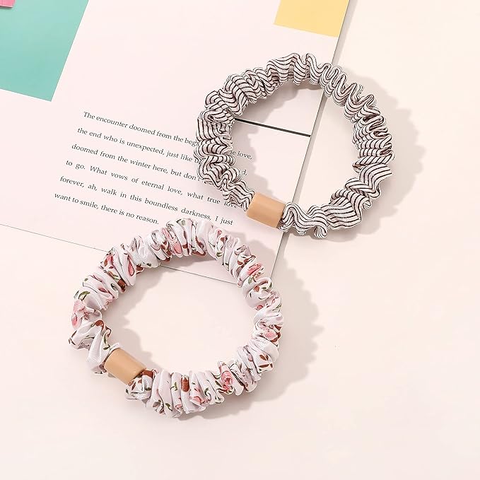Silk Hair Ties Satin Scrunchies - Small Mini Scrunchy for Women Thick Hair Accessories Cute Soft No Slip Hair Elastics Ponytail Holder for Curly Hair No Damage Hairties Gift for Girl