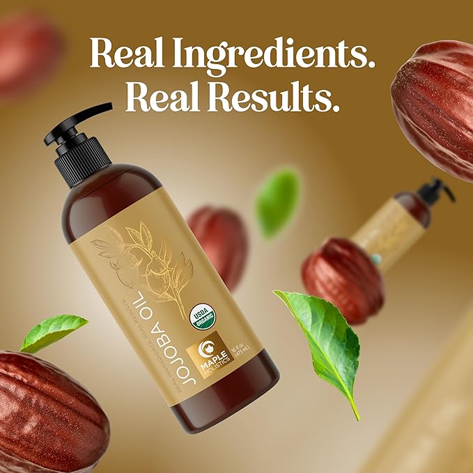 Organic Jojoba Oil Cold Pressed Unrefined - 100% Pure Organic Certified Oil for Skin Hair & Nails - Organic Skin Care & Natural Beauty DIY Carrier Oil - Dermatologist Tested & Non GMO (16 Fl Oz)