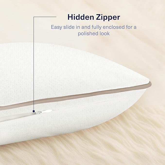 Kickoff Viscose Bamboo Pillowcase, King, Set of 2, 100% Organic Hidden Zippered Viscose Bamboo Pillow Case King Size, Cooling Pillow Cover for Hot Sleepers (20"x40", Trimmed, Iced Latte)