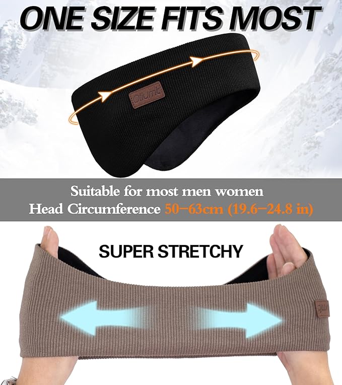 Winter Ear Warmer Headband for Men Women Double-Layer Knit Ear Muffs Cover with Fuzzy Lining for Running and Cycling (Pink, One Size)