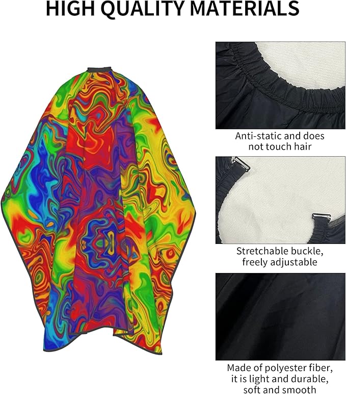 Salon Cape Rainbow Neon Watercolors Hair Cutting Cloak, Extra Long Professional Hair Cutting Apron for Hair Cutting, Haircut Tools