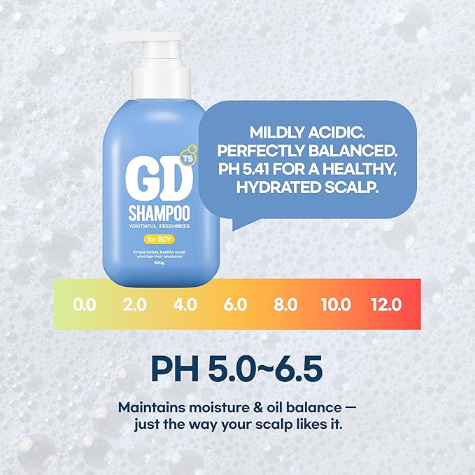 TS GD Shampoo for Boys | Korean Teen Shampoo with Upgraded Probiotics | Anti-Dandruff & Itchy Scalp Relief | Blue Fresh Allergy-Free Fragrance | Sulfate-Free (13.5 fl oz, 400ml)