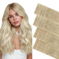 GOO GOO Invisi Edge Tape in Hair Extensions Human Hair, 18ET90A Natural Blonde Balayage10pcs injected with 10pcs classical tape ins, 24inch 50g, Virgin Remy Hair, Natural Look