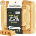 Bamboo Cutting Board Set Non Slip Feet with Holder Over Sink Tablas Para Picar Cocina Tabua Madeira Corte Carne Bambu Alimentos Cortar Madera Juego Regalos Cumpleaños Navidad Mujer Mama Abuela Papa