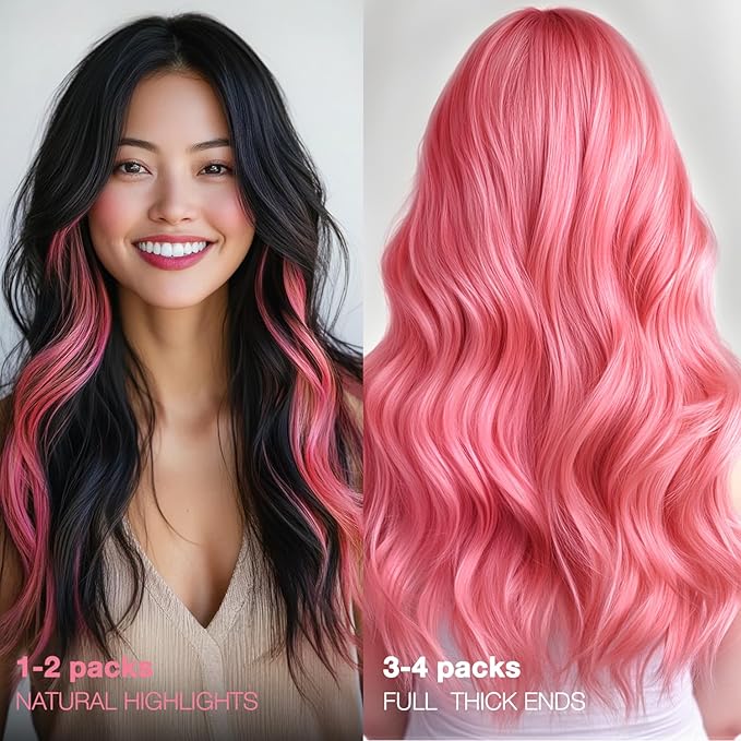 GOO GOO Tape in Hair Extensions Human Hair, Light Pink, 22inch 30g 10pcs, Colored Tape ins Human Hair Extensions, Silky&Soft Invisible Tape Ins, Hair Highlighted for Party
