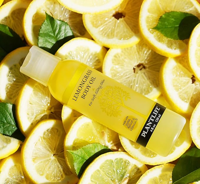 Plantlife Lemongrass Body Oil - Moisturizing Natural Body Oil for All Skin Types - Nourishing Dry Skin and Making It Feel Soft and Silky for Women & Men - Bath, Body & Massage Oil - 4oz